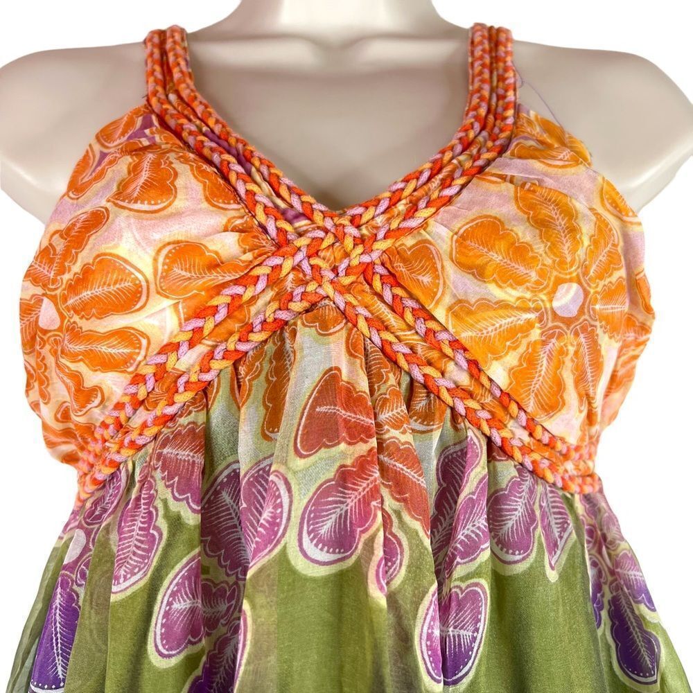 100% Silk Maxi Dress by ANNA SOPHIA Sleeveless Size Small - Picture 10 of 13